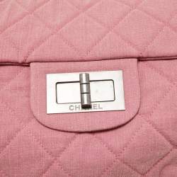 Pre Owned Chanel Pink Quilted Canvas XXL Reissue 2.55 Flap Bag