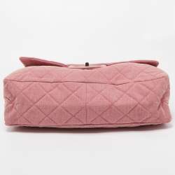 Pre Owned Chanel Pink Quilted Canvas XXL Reissue 2.55 Flap Bag