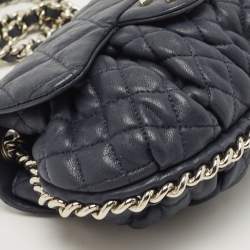 Pre Owned Chanel Navy Blue Quilted Leather CC Chain Around Flap Bag