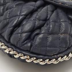 Pre Owned Chanel Navy Blue Quilted Leather CC Chain Around Flap Bag