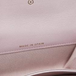 Pre Owned Chanel Pink Quilted Leather 19 Card Case