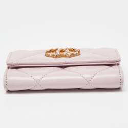 Pre Owned Chanel Pink Quilted Leather 19 Card Case