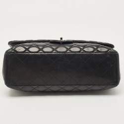 Pre Owned Chanel Black Leather Maxi Jumbo XL Classic Flap Bag