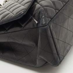 Pre Owned Chanel Black Leather Maxi Jumbo XL Classic Flap Bag
