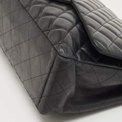 Pre Owned Chanel Black Leather Maxi Jumbo XL Classic Flap Bag