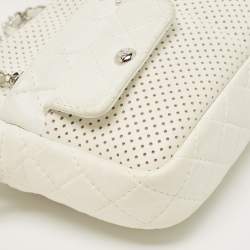 Pre Owned Chanel White Perforated Leather Ultra Pocket Camera Bag