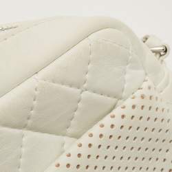 Pre Owned Chanel White Perforated Leather Ultra Pocket Camera Bag