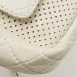 Pre Owned Chanel White Perforated Leather Ultra Pocket Camera Bag