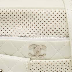 Pre Owned Chanel White Perforated Leather Ultra Pocket Camera Bag