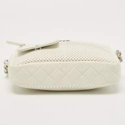 Pre Owned Chanel White Perforated Leather Ultra Pocket Camera Bag