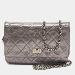 Chanel Metallic Quilted Leather Reissue 2.55 Wallet On Chain