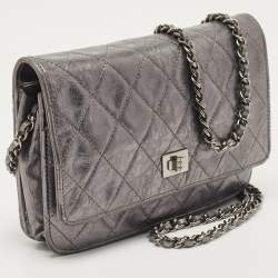 Chanel Metallic Quilted Leather Reissue 2.55 Wallet On Chain