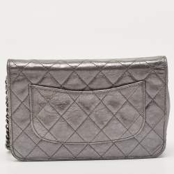 Chanel Metallic Quilted Leather Reissue 2.55 Wallet On Chain