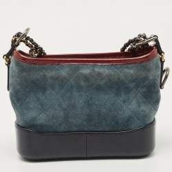 Pre Owned Chanel Multicolor Quilted Suede and Leather Small Gabrielle Bag