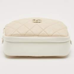 Pre Owned Chanel Beige/Black Quilted Leather CC In and Out Waist Bag