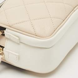 Pre Owned Chanel Beige/Black Quilted Leather CC In and Out Waist Bag