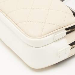 Pre Owned Chanel Beige/Black Quilted Leather CC In and Out Waist Bag