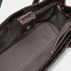 Pre Owned Chanel Brown Quilted Glazed Leather Portobello Tote