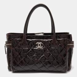 Pre Owned Chanel Brown Quilted Glazed Leather Portobello Tote
