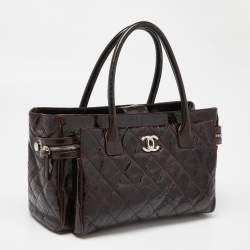 Pre Owned Chanel Brown Quilted Glazed Leather Portobello Tote