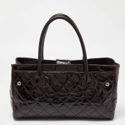 Pre Owned Chanel Brown Quilted Glazed Leather Portobello Tote