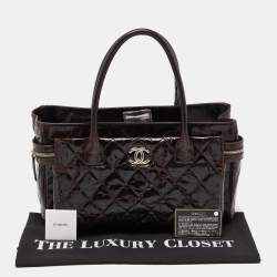 Pre Owned Chanel Brown Quilted Glazed Leather Portobello Tote
