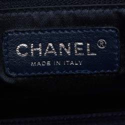 Pre Owned Chanel Blue Diamond Shine Quilted Leather Reissue Tote