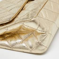 Pre Owned Chanel Gold Quilted Leather Reissue 2.55 Classic 226 Flap Bag