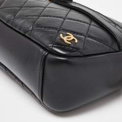 Pre Owned Chanel Black Quilted Leather Buckle Camera Case Bag