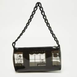 Pre Owned Chanel Black Vinyl Maison Coco Window Bag