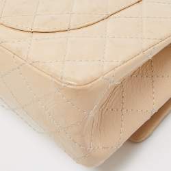 Pre Owned Chanel Beige Quilted Aged Leather Reissue 2.55 Classic 225 Flap Bag