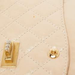 Pre Owned Chanel Beige Quilted Aged Leather Reissue 2.55 Classic 225 Flap Bag
