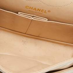 Pre Owned Chanel Beige Quilted Aged Leather Reissue 2.55 Classic 225 Flap Bag