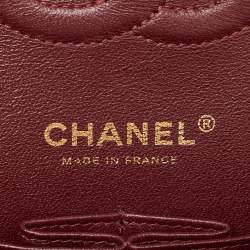 Pre Owned Chanel Black Chevron Lambskin Leather Medium Classic Double Flap Bag