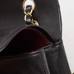 Pre Owned Chanel Black Chevron Lambskin Leather Medium Classic Double Flap Bag