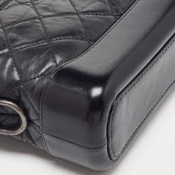 Pre Owned Chanel Black Quilted Aged Leather Small Gabrielle Hobo