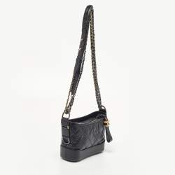Pre Owned Chanel Black Quilted Aged Leather Small Gabrielle Hobo