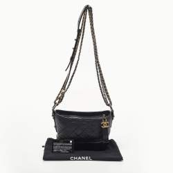 Pre Owned Chanel Black Quilted Aged Leather Small Gabrielle Hobo