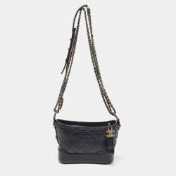 Pre Owned Chanel Black Quilted Aged Leather Small Gabrielle Hobo