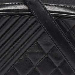 Pre Owned Chanel Black Quilted Leather Mini Coco Boy Camera Bag
