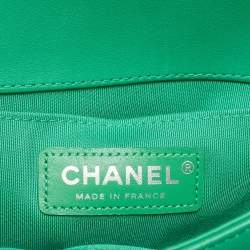 Pre Owned Chanel Green Small Iridescent Chevron Boy Bag
