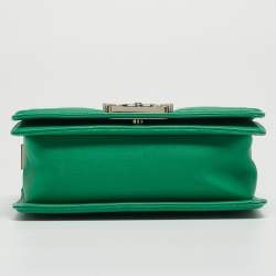Pre Owned Chanel Green Small Iridescent Chevron Boy Bag