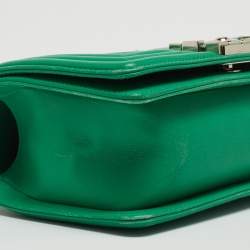 Pre Owned Chanel Green Small Iridescent Chevron Boy Bag