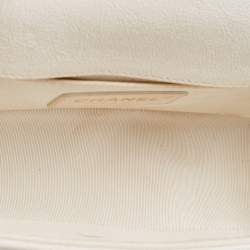 Pre Owned Chanel Off White Quilted Leather Small Boy Flap Bag