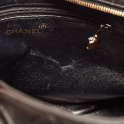 Pre Owned Chanel Black Quilted Leather Medallion Tote