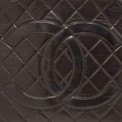 Pre Owned Chanel Black Quilted Leather Medallion Tote