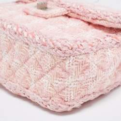 Pre Owned Chanel Pink Quilted Tweed Square Reissue 2.55 Flap Bag