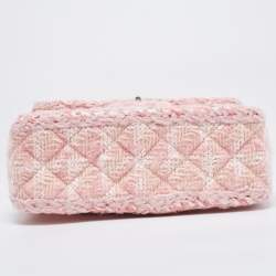 Pre Owned Chanel Pink Quilted Tweed Square Reissue 2.55 Flap Bag