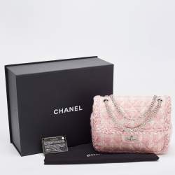 Pre Owned Chanel Pink Quilted Tweed Square Reissue 2.55 Flap Bag