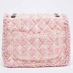 Pre Owned Chanel Pink Quilted Tweed Square Reissue 2.55 Flap Bag